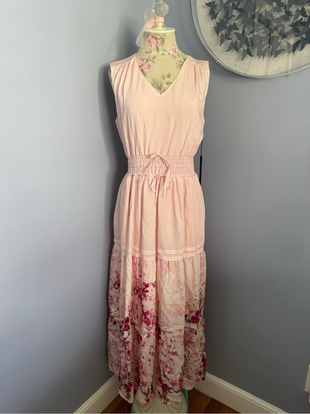 🆕 Rachel Zoe Sleeveless Pink Floral Tiered Maxi Dress